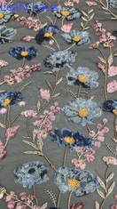 3D 꽃 잎자루 빵 embroidered 직물 고급 고품질 파티 드레스 드레스