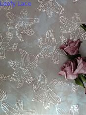 Pink Color Printed Embroidered Lace Fabric Floral Tulle Mesh Table Runner