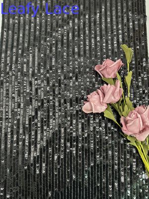 49'' Black Tulle Sequin Embroidery Mesh Fabric For Evening Dress