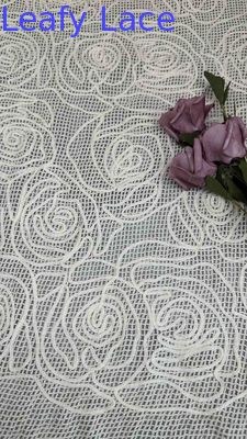 100% Cotton Ivory Embroidered Lace Fabric 124CM Width