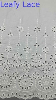 White 100% Cotton Laser Out  Floral Embroidered Cotton Fabric By The Yard For Fashion Women Dress