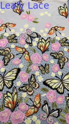 Polyester Embroidery Flower Lace Fabric 3D Textile Lace Fabric For Lady Dress