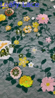 Colorful Flower Rose Floral Sequin Embroidered Fabric for DIY Dress