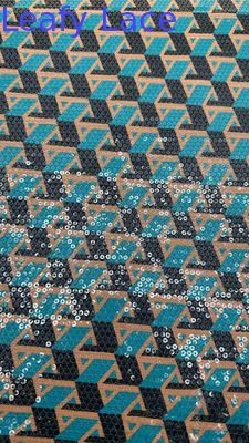Vibrant Printed Sequin Embroidery With Geometric Patterns Clear Sequin Ground Full Width
