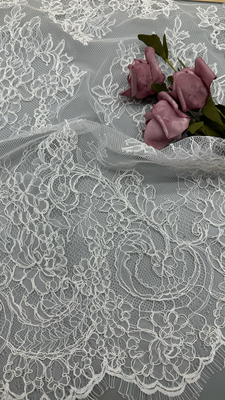 Luxury French Chantilly Lace  Fabric Durable and Elegant Fabric Wedding Party Occasions White Fabric