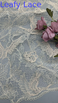 Sustainable Sequin Leafy Embroiderey Fabric Beaded Durable And Elegant