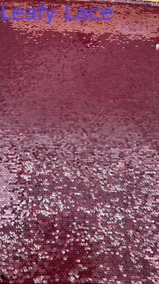 Leafy Red Sequin Embroidery Fabric  For Party Occasions Dresses