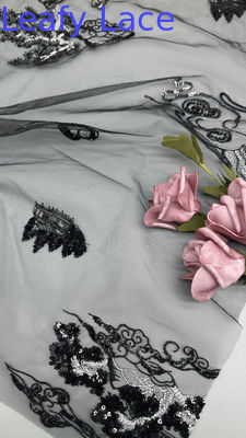 Elegant Tulle Mesh Fabric Lightweight Sheer for Bridal Gowns Embroidered Lace Fabric