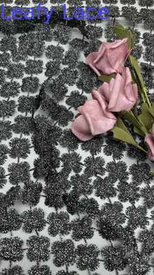 Black Embroidered Metallic Lace Fabric Hollow-up Spark Shinning Breathe Wedding Dresses