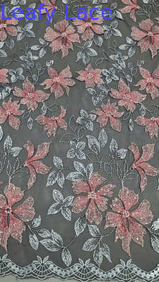 Embroidered Lace With Floral Details Deeply Textured Fabric For Dramatic High-Fashion Evening Gowns