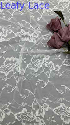Girls White Lace Embroidered Fabric Breathe Floral Patterns Mesh Ground For Wedding Dresses