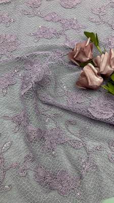 Leafy Embroidered Lace Fabric Mesh Product Factoty Luxary to Wedding Dresses Gowns