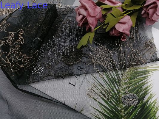 Eco Friendly Geometric Line Colored Embroidery Fabric