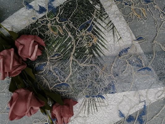 Lurex Floral Embroidered Tulle Fabric