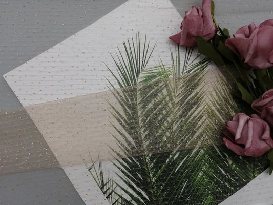 Metallic Lurex Coated Glitter Tulle Mesh Foil Printed Fabric