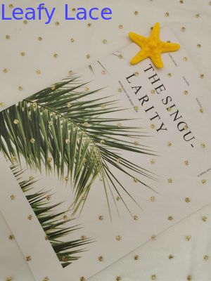 100 Yards Metallic Glitter Foil Printed Ivory Polka Dot Fabric