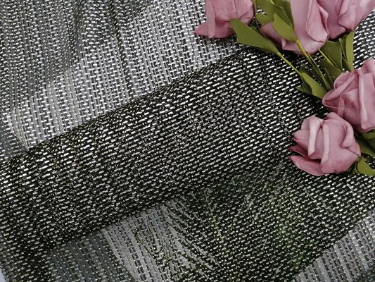 Pleated Tulle Foil Printed Black Glitter Mesh Fabric For Lady Evening Dress