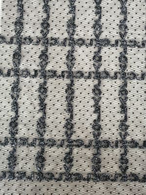 Black Flocked Glitter Tulle Lurex Embroidery Metallic Lace Fabric