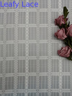 White Geometric Mesh Tulle Lace Fabric Lightweight Lady Dress Fabric