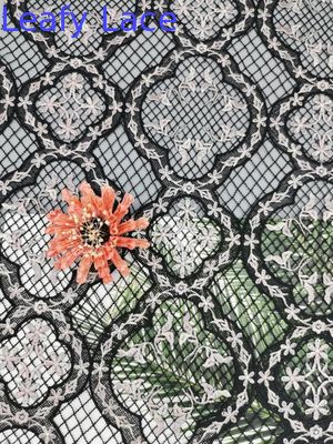 Water Soluble Embroidery Colored Floral Chemical Lace Fabric