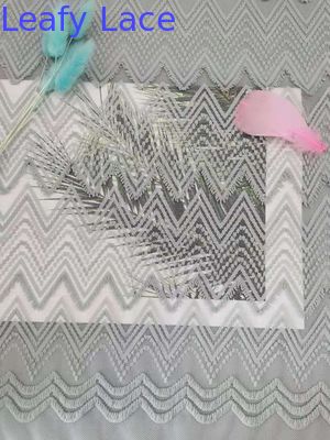 Green Zipper Shape Lace Eyelash Textile Spandex Mesh Fabric