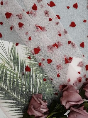 AZO Free Little Girl Red Heart Embroidered Lace Fabric Evening Dress