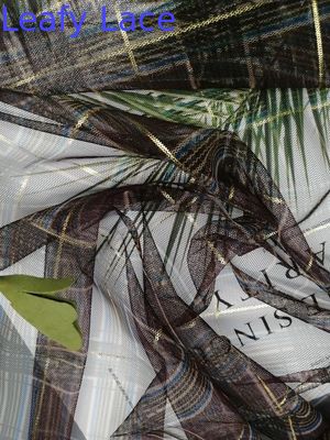 145CM Digital Checker Tulle Foil Printed Fabric Child Cloth Lace