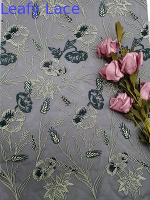 Embroidered Tulle Mesh Fabric Garden Flower Lace Bedding Cloth