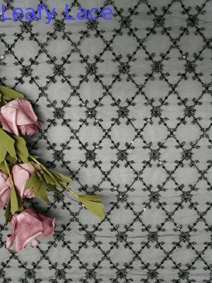 ODM Tulle Mesh Sequin Embroidered Fabric For Bedding Articles