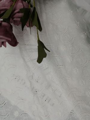 Soft Lace Embroidered Eyelet Fabric Cotton Cloth For Party Dress