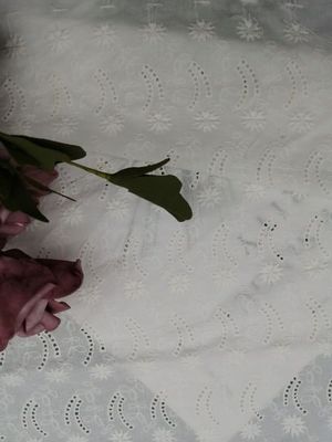 Soft Lace Embroidered Eyelet Fabric Cotton Cloth For Party Dress