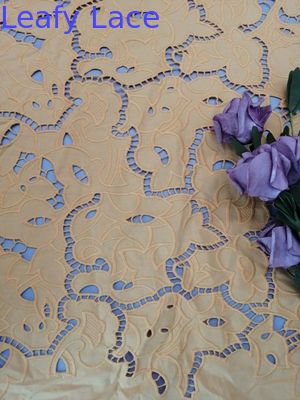 100% Cotton Embroidered Eyelet Fabric Laser Cut Combed Cotton Cloth