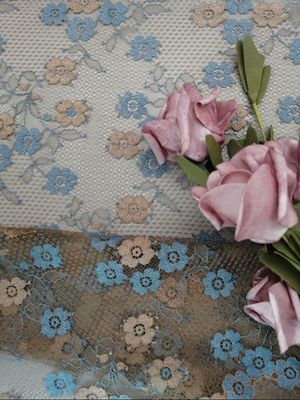 145CM Small Floral Embroidered Lace Fabric Lady Dress Lace Brown Color