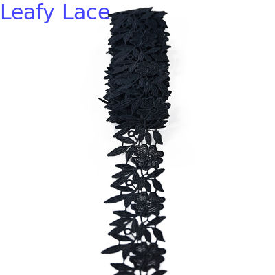 2.3" Black Polyester Lace Trim Scalloped Edge Ribbon Crochet Embroidery For Clothes