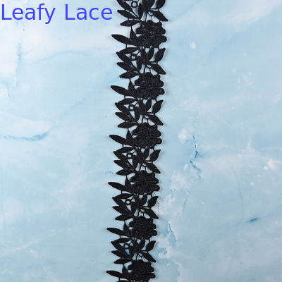 2.3" Black Polyester Lace Trim Scalloped Edge Ribbon Crochet Embroidery For Clothes