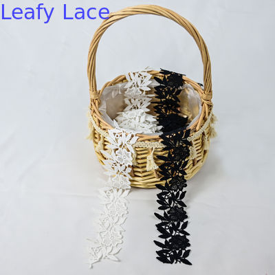 2.3" Black Polyester Lace Trim Scalloped Edge Ribbon Crochet Embroidery For Clothes