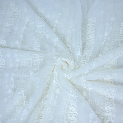 White Tulle Mesh Embroidery Wedding Dress Fabric 125cm Width
