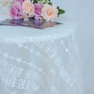 White Tulle Mesh Embroidery Wedding Dress Fabric 125cm Width