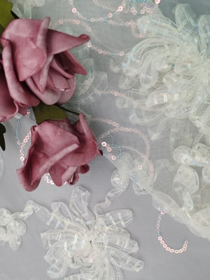 Gradient Color Embroidered Lace Fabric Sequin Cording Embroidery