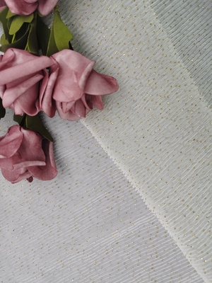 Pleated Tulle Mesh Foil Printed Fabric Shimmering Tulle Lace