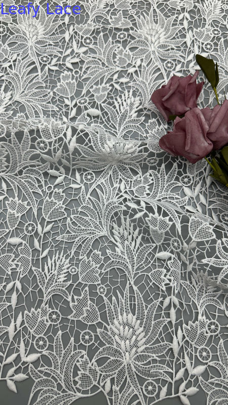 Laser Lace White Luxury Embroidery Elegant Luxary knit Flower Embroidery Fabric Lace Fabric Wedding Birthday Occasions Hight Quality For Ladies Fabric