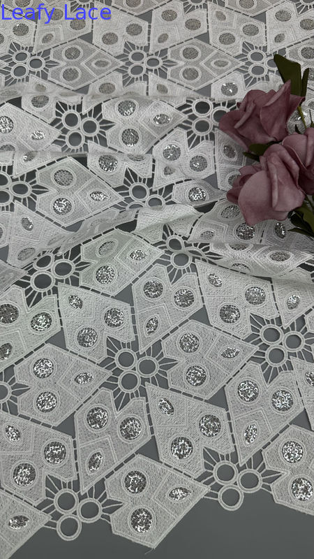 Hollow-up Lace Embroidered Metallic Fabric Lace Fabric New Collections Pattern for Dress Fashion Design