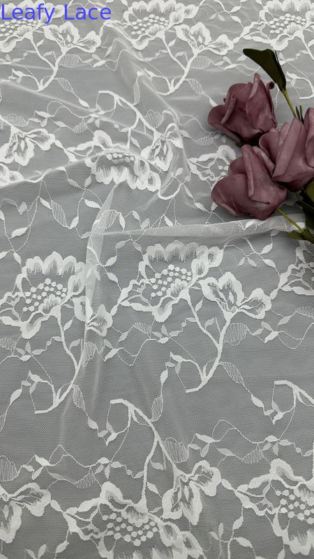 Girls White Lace Embroidered Fabric Breathe Floral Patterns Mesh Ground For Wedding Dresses