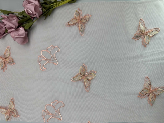 여성 드레스를 위한 129CM 3D 버터플라이 자수 원단
