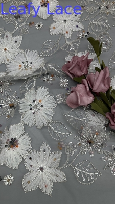 세킨 embroidered 직물 중간 내구성 로즈 꽃 패턴 98%P 5%SP 100%Pet