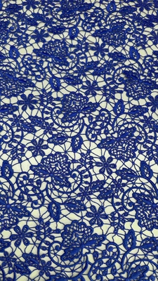 100% 폴리 로얄 블루 고품질 꽃화학 embroidered 蕾丝 직물 여성 의류 패션 드레스
