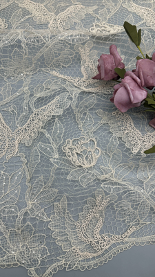 지속가능 한 쉐이크 잎 embroidery 직물 珠珠 耐久 优雅