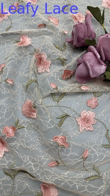 잎 embroidery renda 직물 꽃 우아한 100% 면화 드레스