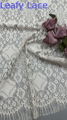 잎 embroidery 蕾丝 织物 우아한 흰색 패션 쇼 드레스