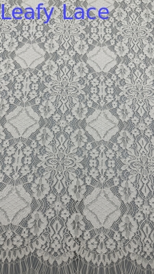 잎 embroidery 蕾丝 织物 우아한 흰색 패션 쇼 드레스